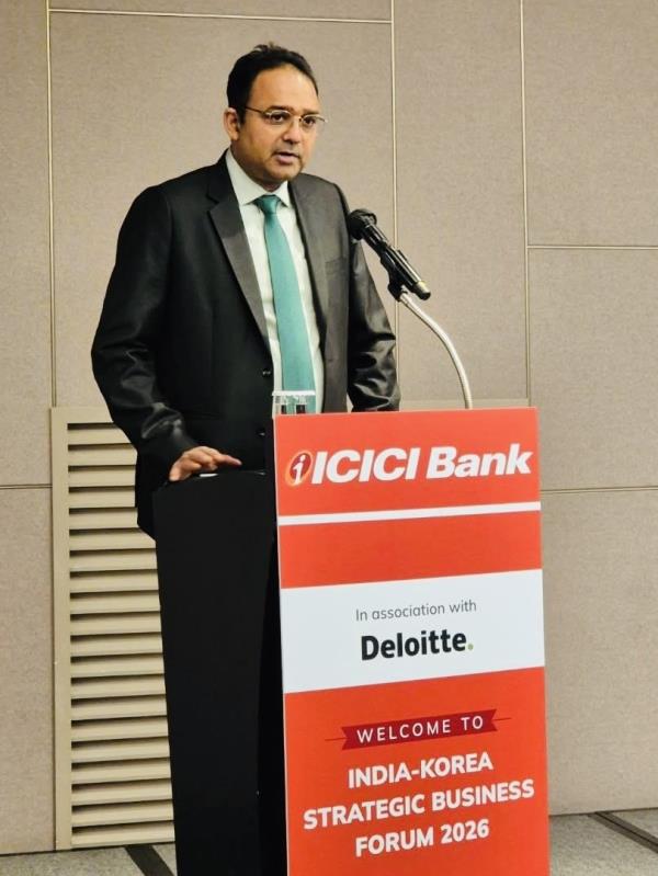 Nishi Kant Singh, deputy ambassador at the Indian Embassy in Korea, speaks at the India-Korea Strategic Business Forum 2026 in Seocho-gu, Seoul, on Wednesday. (ICCK)